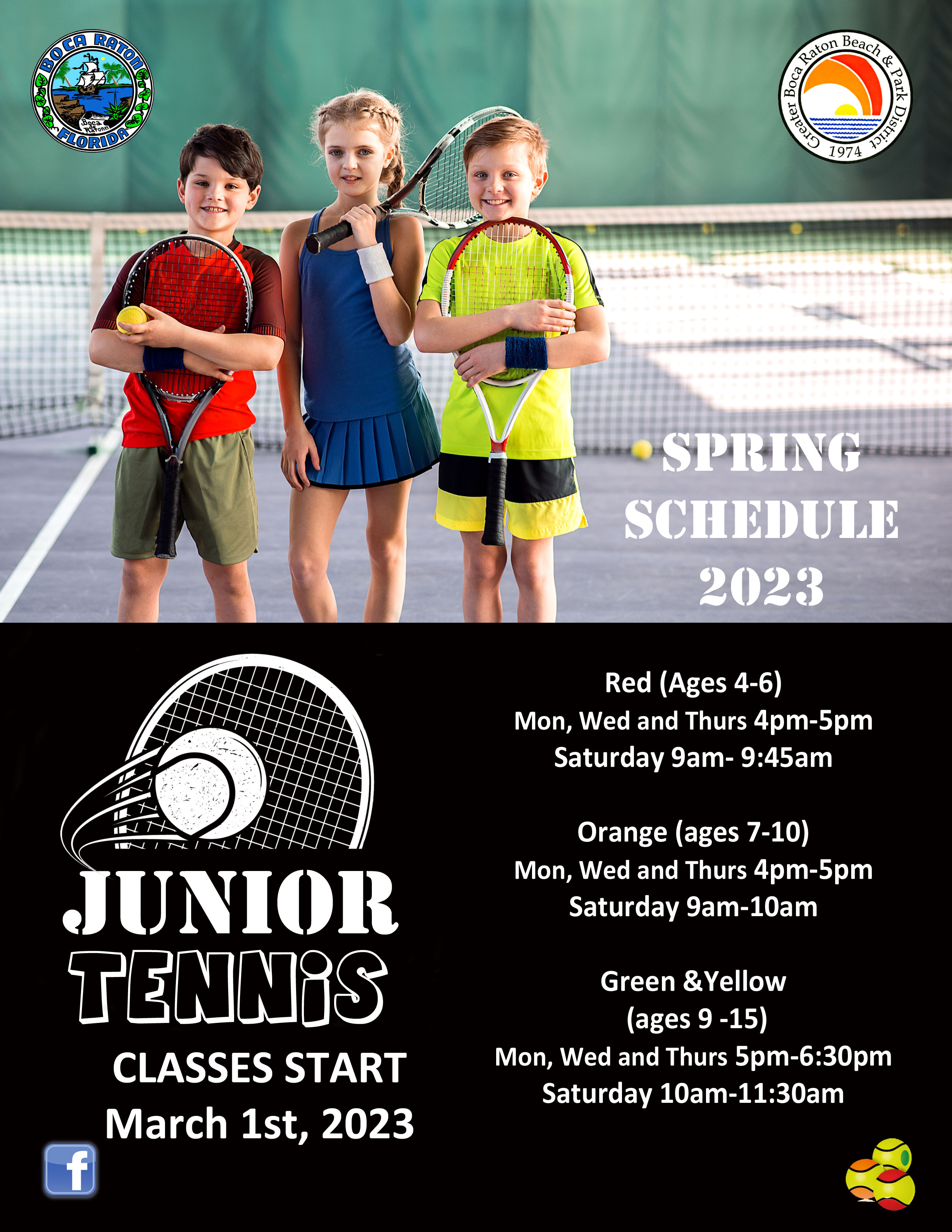 Three kids playing Tennis