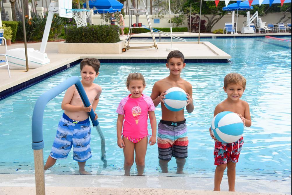 Kids playing in a pool