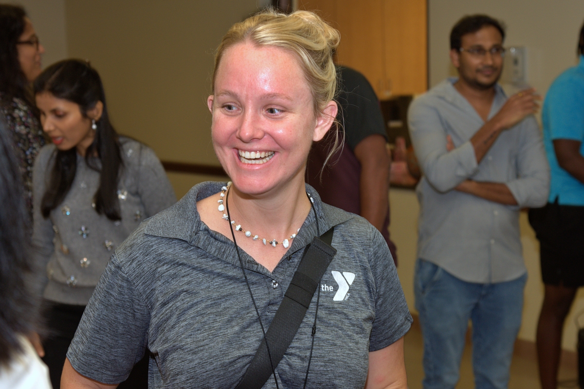 Smiling YMCA volunteer