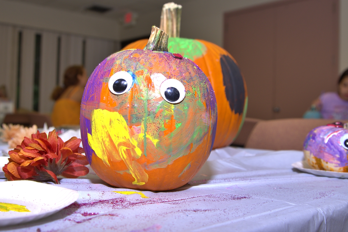 pumpkin with googly eyes