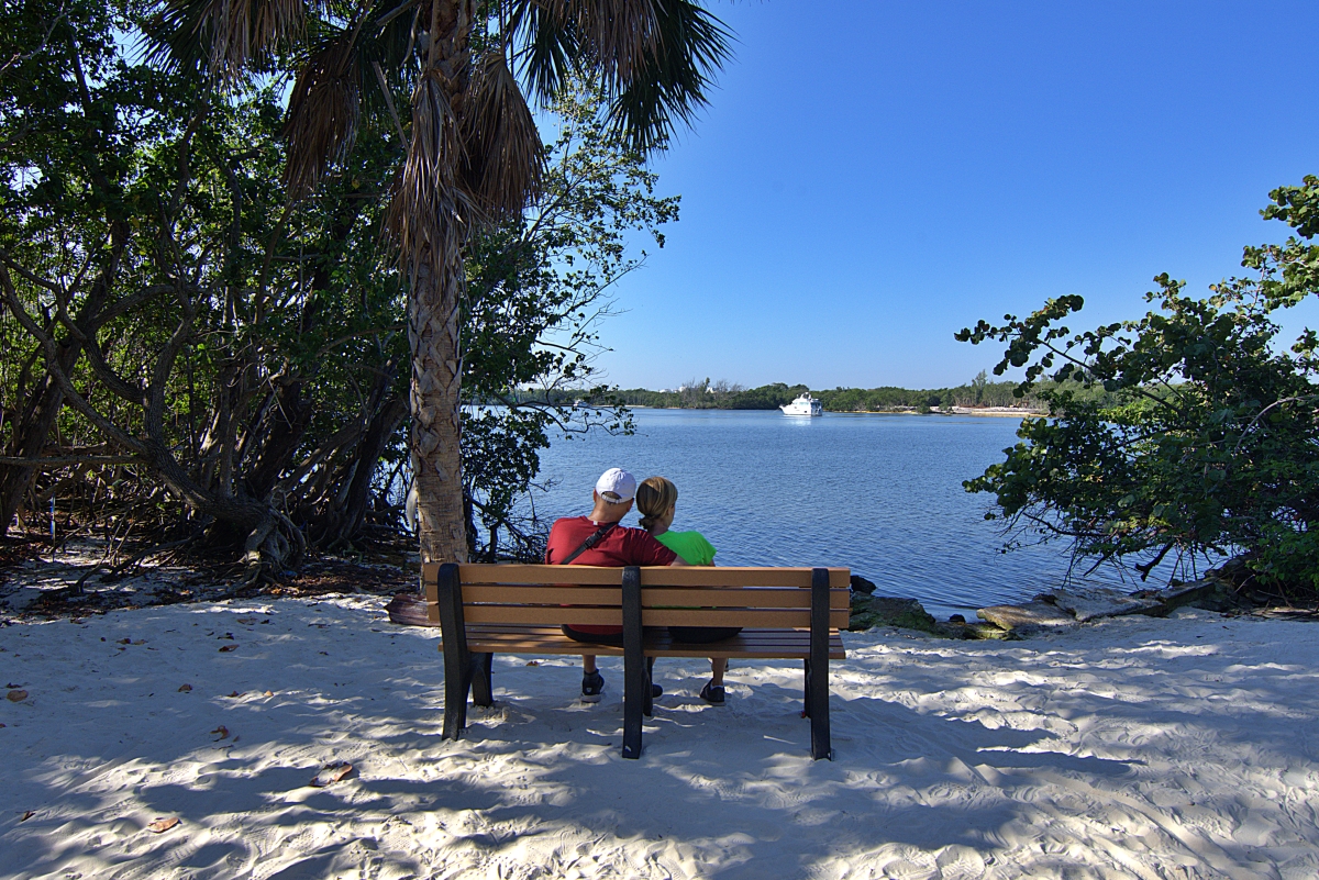A couple enjoying the Intracoastal view at Ocean Strand Park