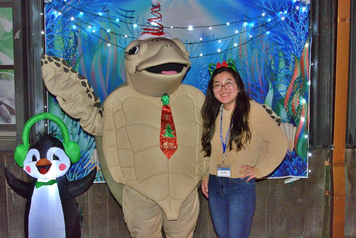 Mascot Luna with staffer