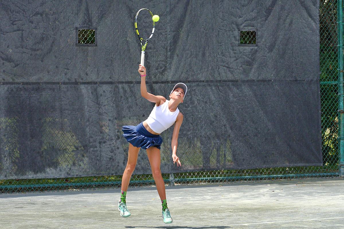 Sofia Dvordzova's first round opponent serves