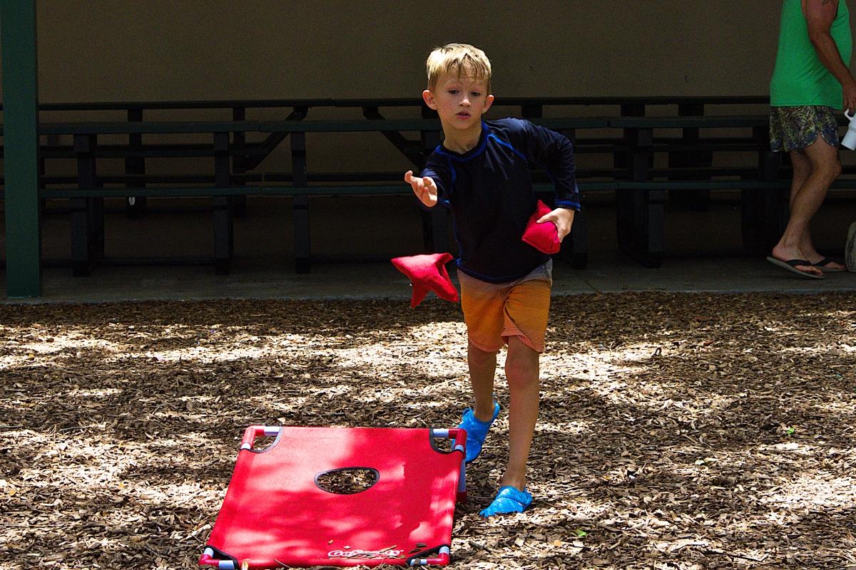 Playing cornhole