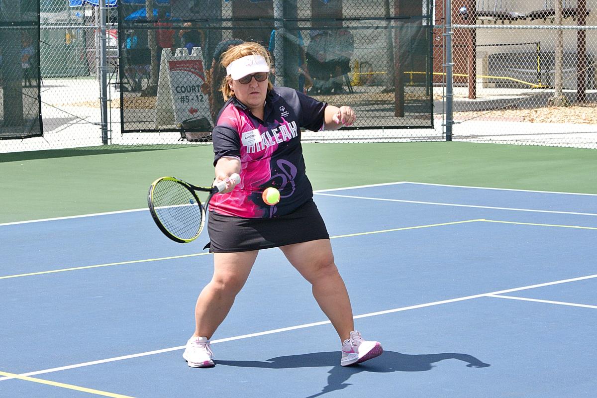 Team Hialeah with a forehand at Patch Reef Park.