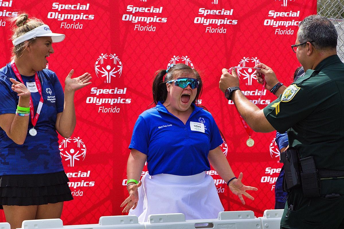 Tiffany Martinez receives her gold medal.